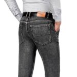 Jeans stretch coupe droite homme automne hiver jean elegant 5 poches taille haute effet dlav - gris ...