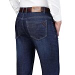 Jeans stretch homme coupe droite taille haute 5 poches jean business effet dlav automne - hiver - bleu ...