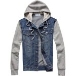 Jeans veste hommes mode veste capuche slim fit cow - boy v�tement veste en jean hommes casual veste col ...