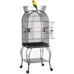 Jeobest� grande cage oiseaux avec toit ouvrable voli�re � roulettes 59 x 59 x 150 cm