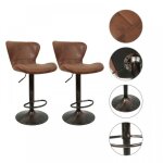 Tabouret de bar - jeobest - marron - simili cuir - m�tal - hauteur r�glable