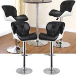 Jeobest� tabouret de bar noir et blanc lot de 2 chaise haute de cuisine tabouret rembourr� avec dossier ...