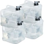 Relaxdays jerricans carrs pliants en lot de 4 contenant  eau avec robinet sans bpa 5 litres transparent ...