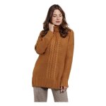 Jessy line - pull femme col roulé - pull long torsadé - manches longues uni vintage - couleur camel Jessy line - pull femme col roulé - pull long torsadé - manches longues uni vintage - couleur camel