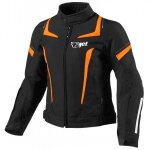 Jet blouson veste moto femme imperm�able avec armure textile (orange)