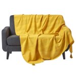 Jet� de lit ou de canap� rajput jaune 225 x 255 cm