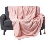 Jet� de lit ou de canap� - rajput - rose - 150 x 200 cm - coton - lavable en machine