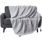 Jet� de lit ou de canap� ? rajput tiss� main ? gris clair ? 225cm x 255cm
