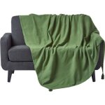 Jet� de lit ou de canap� - rajput - vert - 225 x 255 cm - coton naturel - lavable en machine