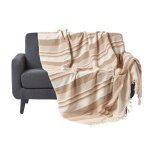 Jet� de lit ou de canap� � rayures morocco beige 255 x 360 cm