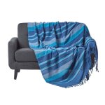 Jet� de lit ou de canap� � rayures morocco bleu 225 x 255 cm