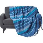 Jet� de lit ou de canap� � rayures morocco bleu 255 x 360 cm