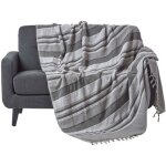 Jet� de lit ou de canap� � rayures morocco gris 255 x 360 cm