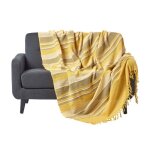 Jet� de lit ou de canap� � rayures morocco jaune 255 x 360 cm