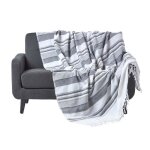 Jet� de lit ou de canap� � rayures morocco monochrome 255 x 360 cm