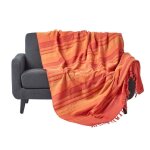 Jet� de lit ou de canap� � rayures morocco orange 255 x 360 cm