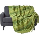 Jet� de lit ou de canap� � rayures morocco vert 225 x 255 cm