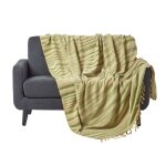 Jet� de lit ou de canap� en tissu chenille vert 220 x 240 cm
