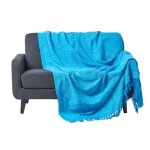 Jet� de lit ou de canap� turquoise nirvana en coton 150 x 200 cm