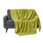 Jet� de lit ou de canap� vert nirvana en coton 225 x 255 cm
