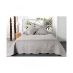 Jeté de lit - gris clair - 250 x 260 cm - 100% polyester - motif géométrique - finition ondulée Jeté de lit - gris clair - 250 x 260 cm - 100% polyester - motif géométrique - finition ondulée