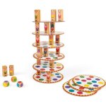 Jeu dadresse janod - acrobat - pour enfants de 5 ans et plus - tour de pions en bois multicolores