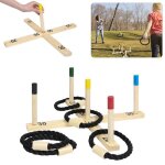 Jeu dadresse - xmtech - anneau de lancer en bois - extrieur - a partir de 3 ans - mixte