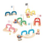 Jeu de billes - janod - applepop - 6 passages num�rot�s - 2 billes en verre - 4 pions en bois fsc