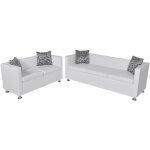 Jeu de canap - omabeta - 2 et 3 places - cuir synthtique - blanc - design moderne