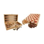 Jeux de soci�t� - legler - jeux classiques 3 en 1 - coffret en bois - 4 jeux inclus - pour enfants et ...