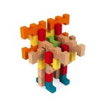 Jeu de construction en bois - janod - set de construction 100 pices - 14 modles inclus - ds 6 ans