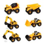 Relaxdays jouets de chantier pour enfant lot 6 pi�ces v�hicule pelleteuse diy tournevis d�s 3 ans jaune ...