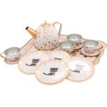 Jeu de dinette pour enfant - ulysse - mallette dinette chat - m�tal - blanc et dor� - 13 pi�ces