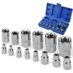 Jeu de douilles femelles e - torx - zvd - 14 pièces - chrome vanadium - 1 / 4 3 / 8 1 / 2 Jeu de douilles femelles e - torx - zvd - 14 pièces - chrome vanadium - 1 / 4 3 / 8 1 / 2