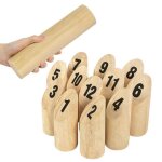 Jeu de lancer en bois - hengmei - kubb viking - 12 blocs num�rot�s - sac de transport - pour toute la ...