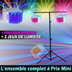 Jeux de lumiere derby pack de 2 + 1 portique pied acier pour vos soire dj mariage anniversaire pa sono ...