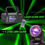 Jeux de lumiere puissant laser lzr60g + lyre lmh 6x3 + telec pa dj sono mix bar club disco danse discoth�que ...
