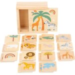 Jeu de m�morisation en bois enfant animaux sauvages safari