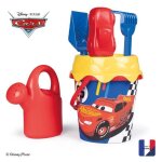 Jeu de plage cars - smoby - seau garni avec tamis r�teau pelle arrosoir et moule � sable