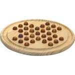 Jeu de socit - jeujura - solitaire en bois - plateau et pions en bois - diamtre 29 cm