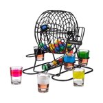 Relaxdays jeu � boire bingo tonneau de loto avec manivelle et fixation 6 verres � shot 48 boules evg ...