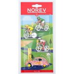 Jeu de voiture - norev - 2cv citron avec 3 cyclistes - argent / rouge / jaune / beige - adulte