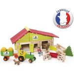Jeujura - ferme en bois avec tracteur et animaux - 140 pcs