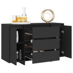 Jim - meuble enfilade - buffet avec 3 tiroirs noir 120x41x75 cm agglom�r�(9769)