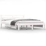 Jim - meuble lit - cadre de lit bois massif de pin 140x190 cm blanc(5746)
