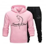 Jogging enfant fille - beauty girl - rose - sweat  capuche - manches longues - multisport
