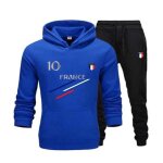 Jogging homme - france - bleu royal - sweat  capuche - taille lastique - poches latrales