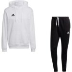 Jogging polaire - adidas - blanc - capuche ajustable - poches kangourou - multisport