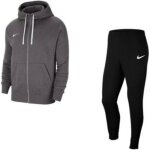 Jogging polaire zipp� - nike - gris et noir - manches longues - respirant - multisport