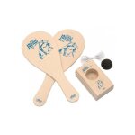 Le vrai jokari du jura - raquettes socle balle souple - bois massif - classique traditionnel - set jeu ...